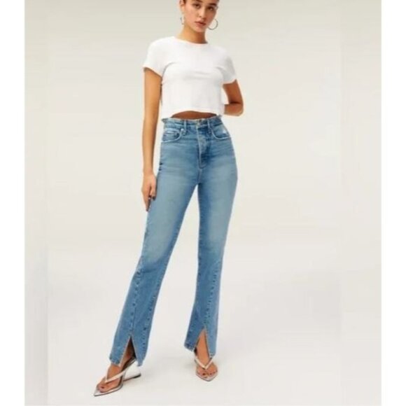 Good American Denim - #1159 Good American NWOT Good Boy Twisted Slit Ankle Button Fly Jeans Size 18